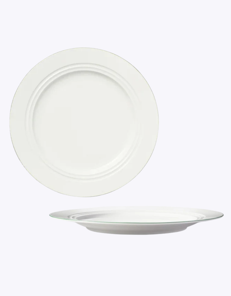 Basics Edge Rim Dinner Plate in White / Green / 27.5cm