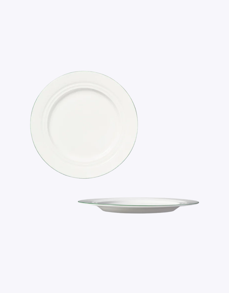 Basics Edge Rim Side Plate in White / Green / 19cm
