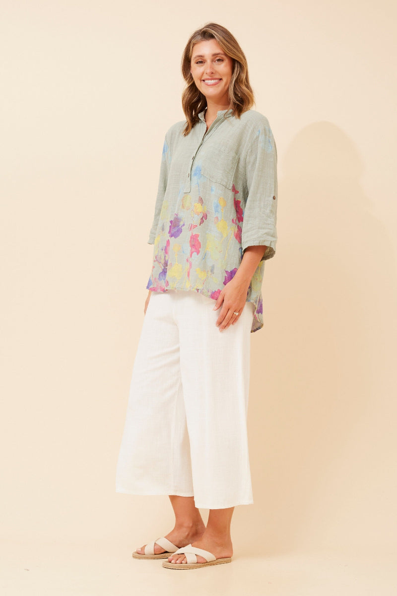 Floral Print Top in Sage