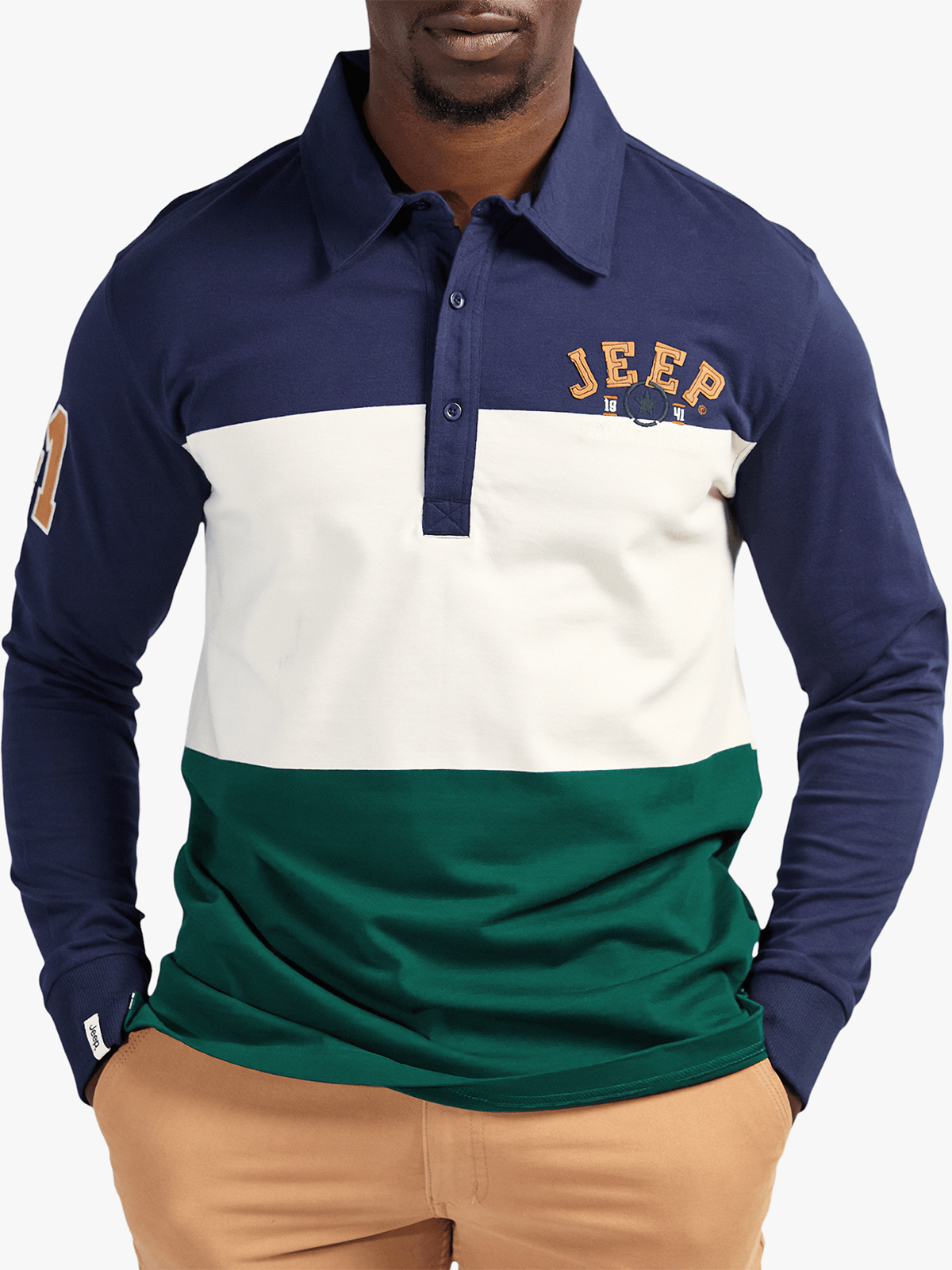 Stripe Rugby Polo in Midnight Blue / Multi