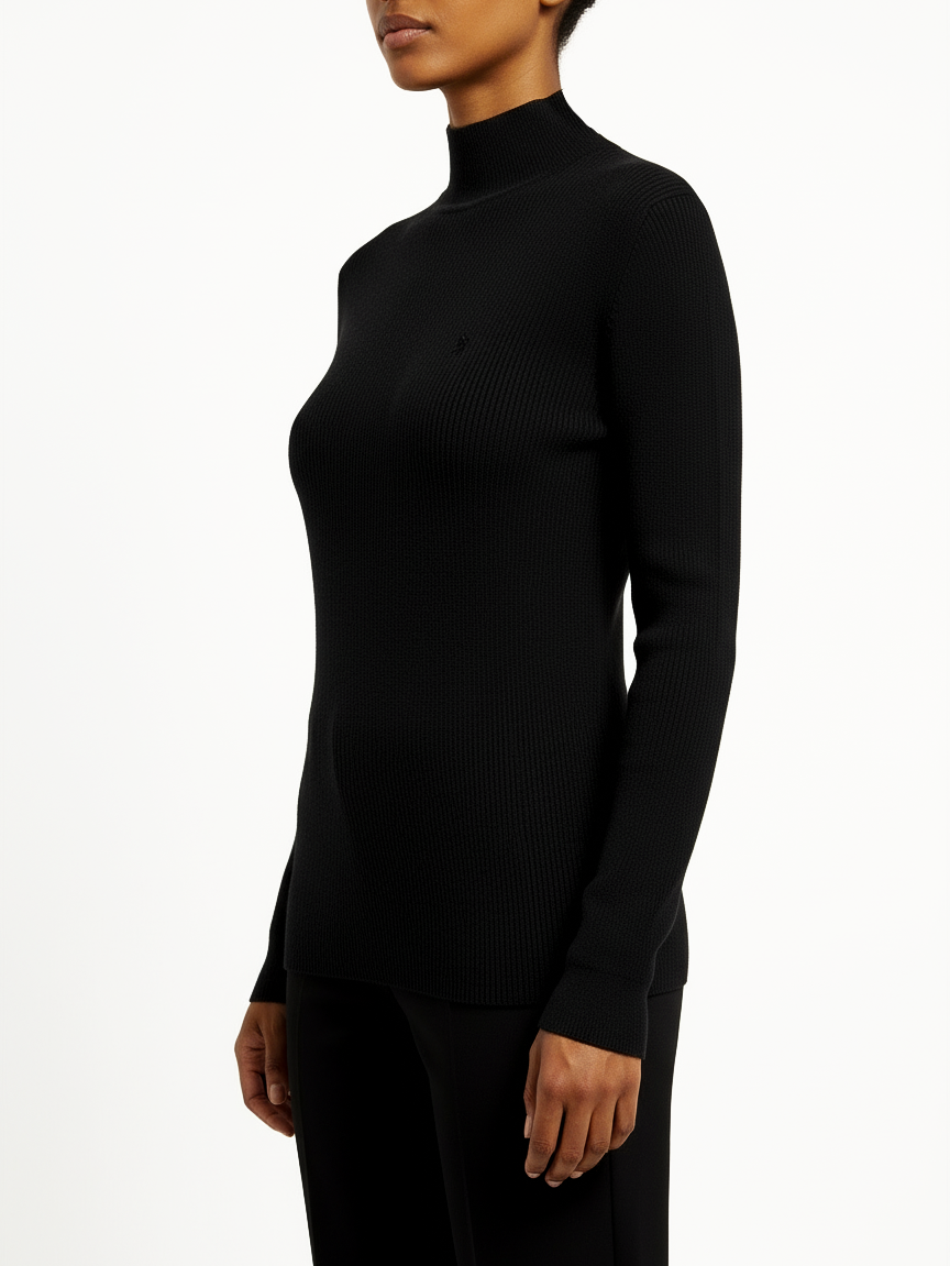 Amelia Mock Neck Knit in Black