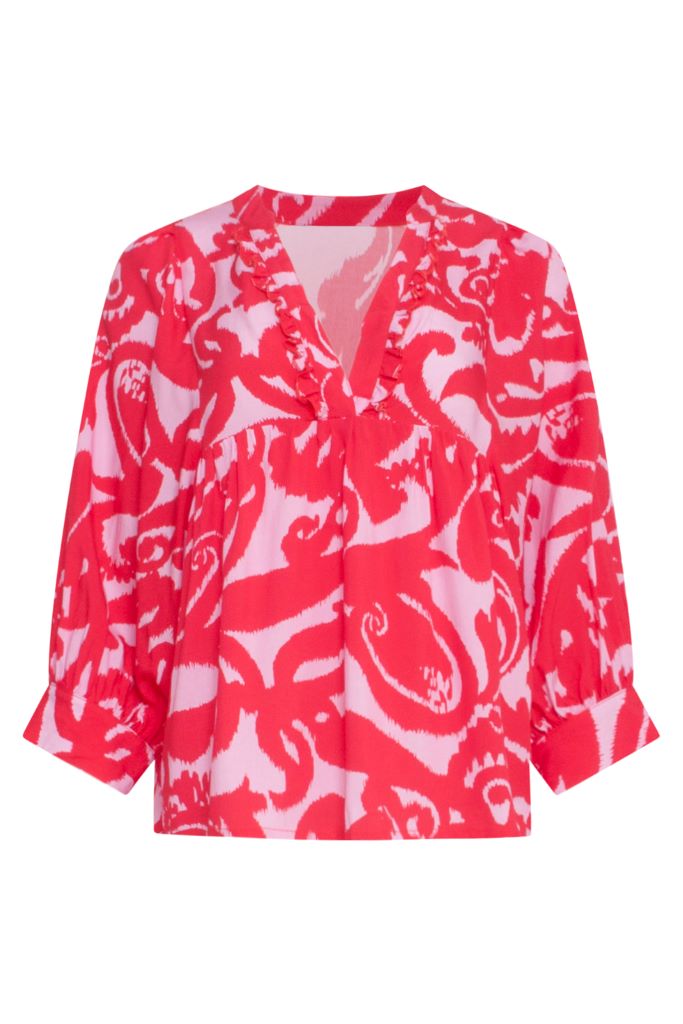 Floral Baroque Top in Pink/Red