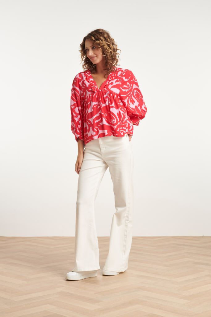 Floral Baroque Top in Pink/Red