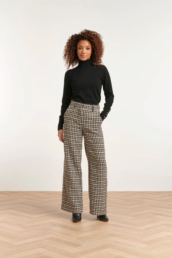 Houndstooth Wide Leg Trousers