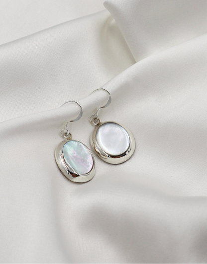 Mother of Pearl Oval Sterling Silver Earrings