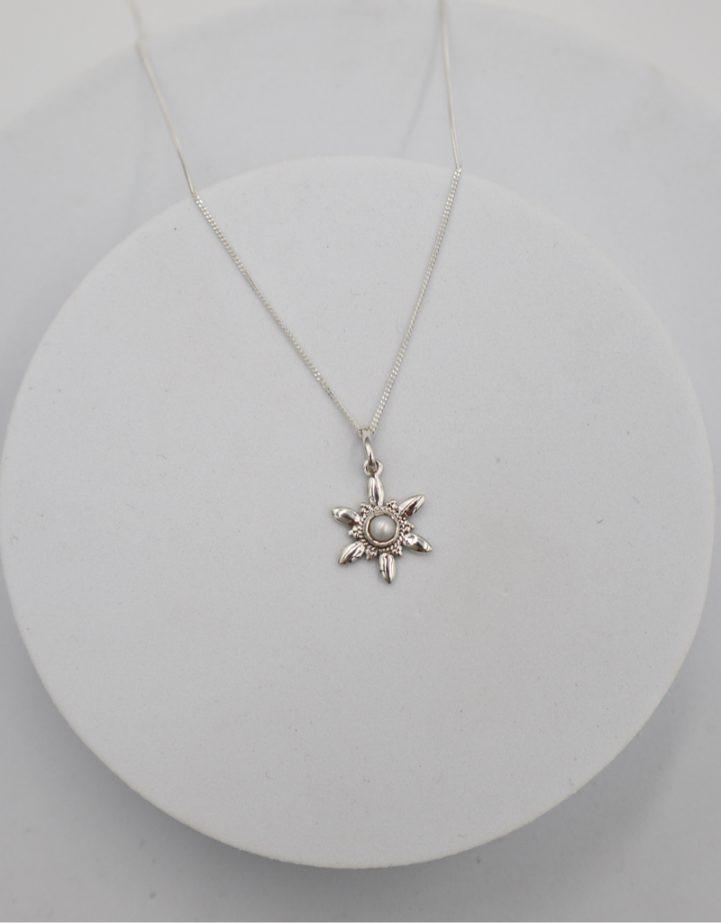 Sterling Silver Pearl Flower on 45cm Fine Chain