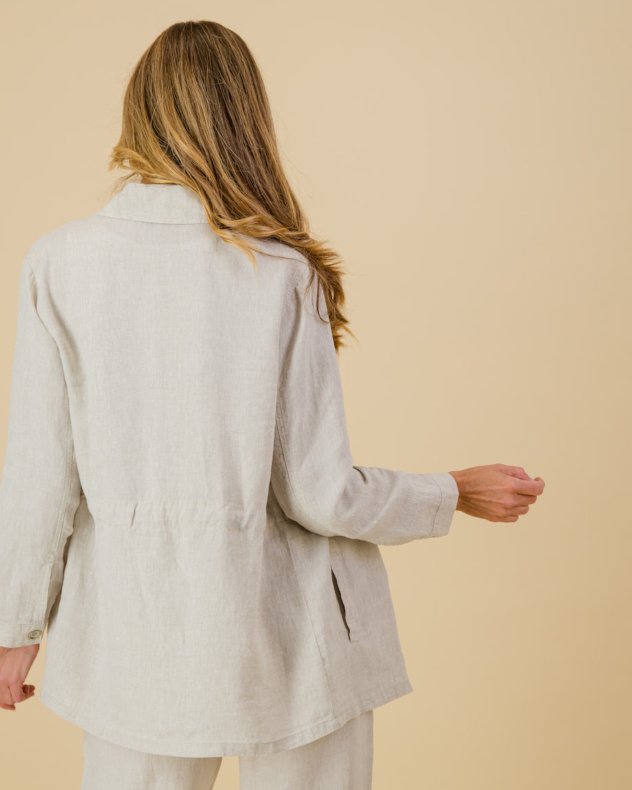 Linen Utility Jacket in Natural