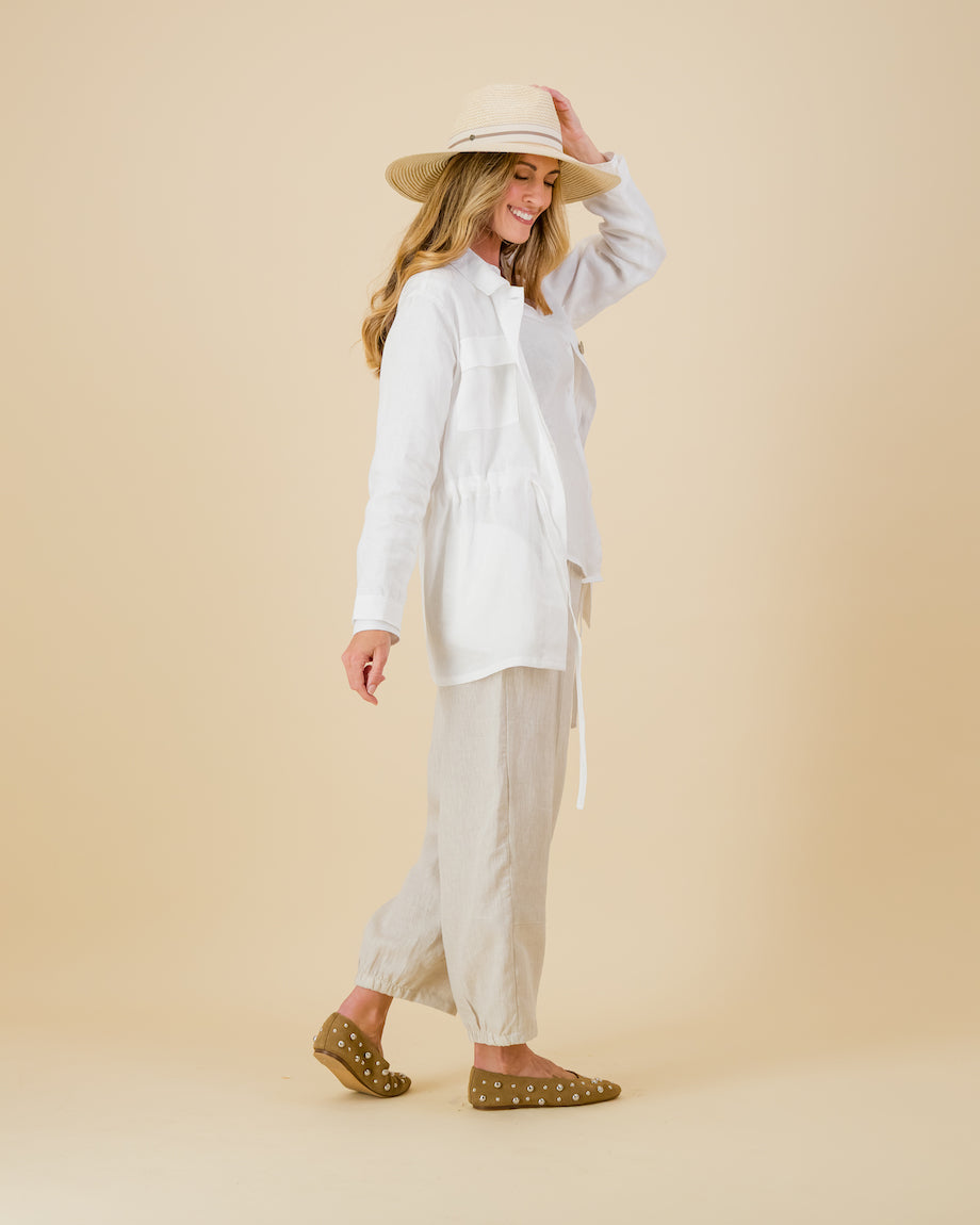 Linen Utility Jacket in White