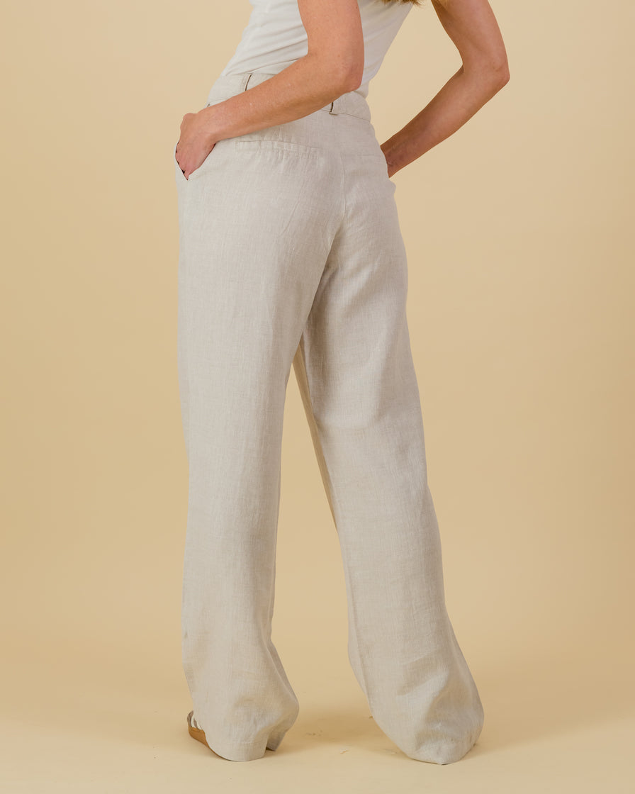 Linen Wide Leg Pants in Natural