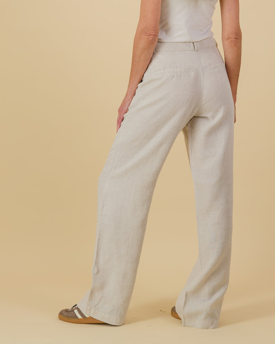 Linen Wide Leg Pants in Natural