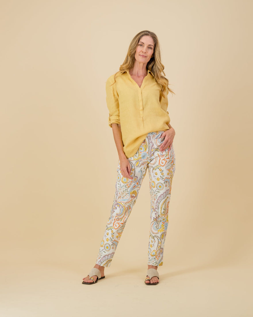 Patch Pockets Paisley Printed Pants