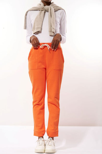 Cotton Fleece Track Pants in Orange