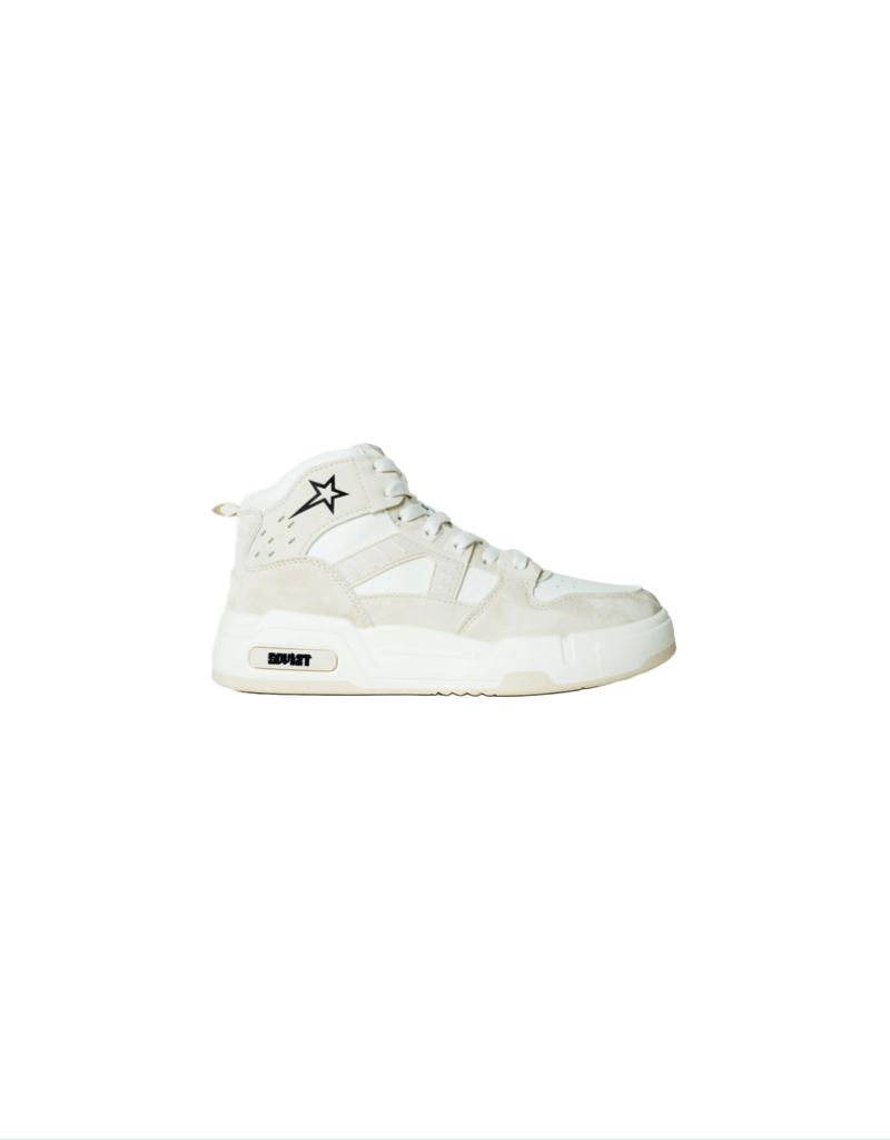 Captain Mid Cut Sneaker in White/Beige