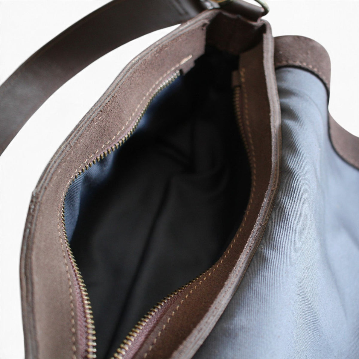 Freya East-West Leather Shoulder Bag in Chocolate Ganache & Brown