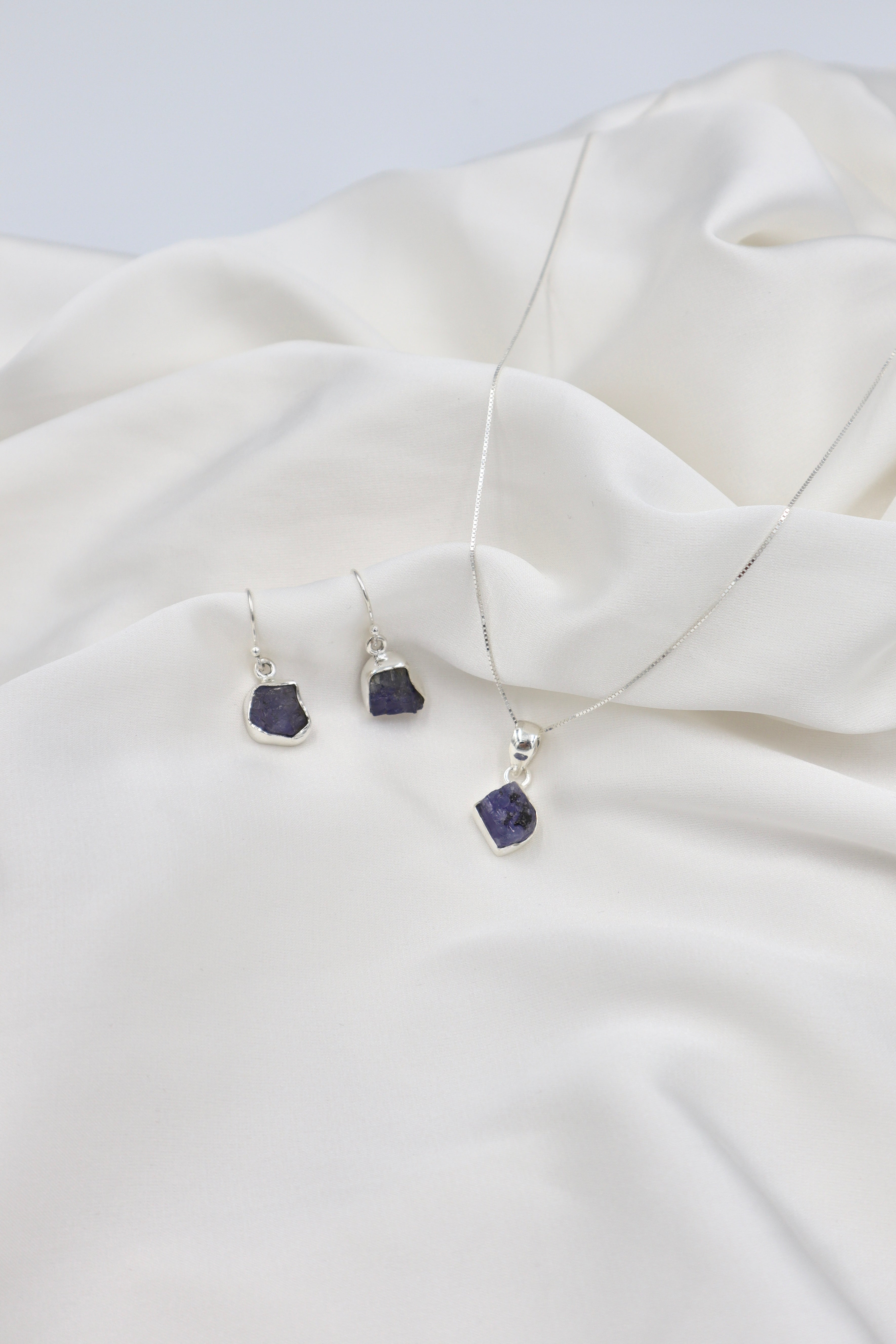 Tanzanite Rough Stone Sterling Silver Set