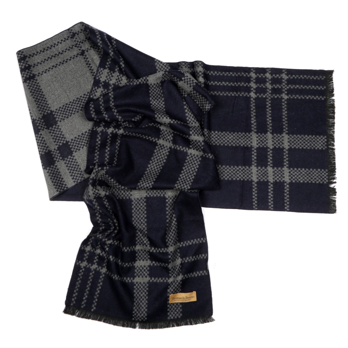 Soft Viscose Winter Scarf in Classic Navy Check