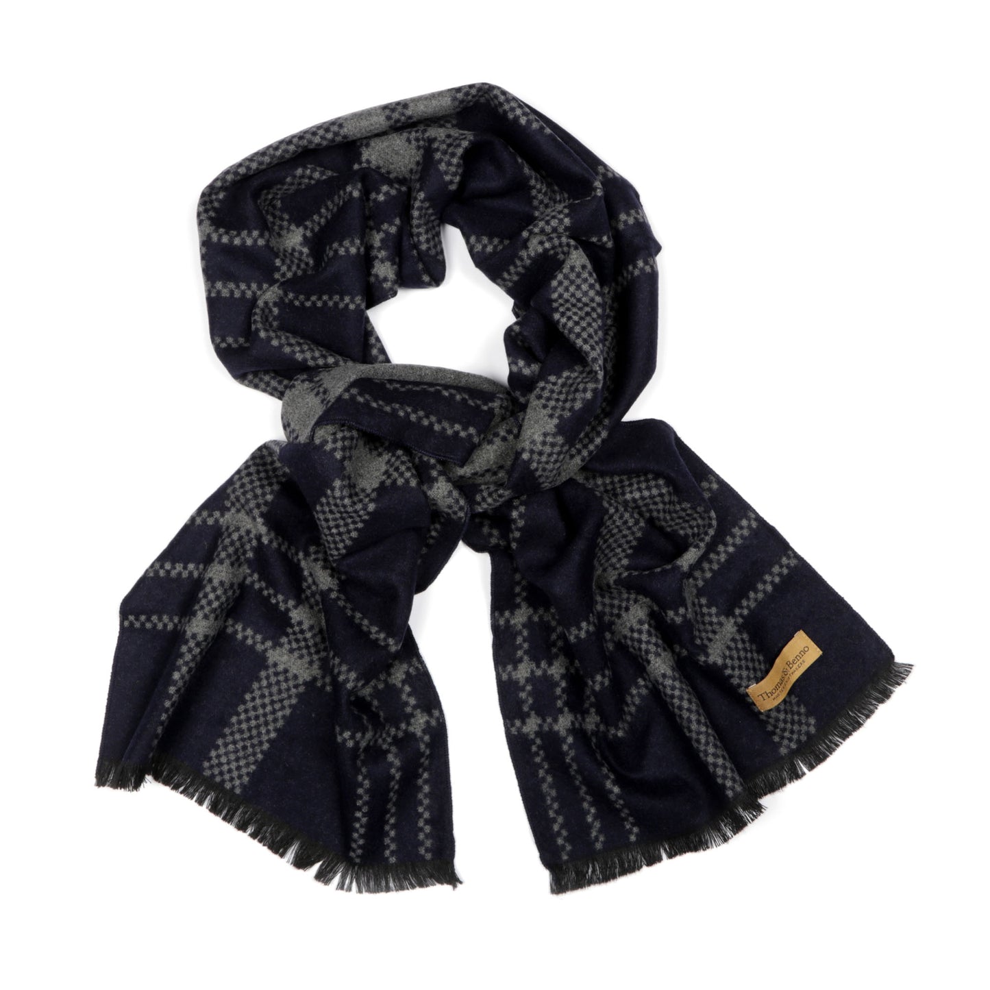 Soft Viscose Winter Scarf in Classic Navy Check