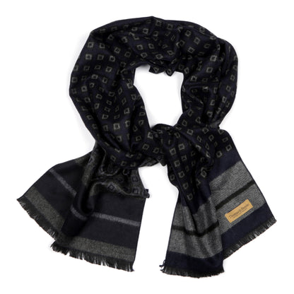 Soft Viscose Winter Scarf in Navy Small Check