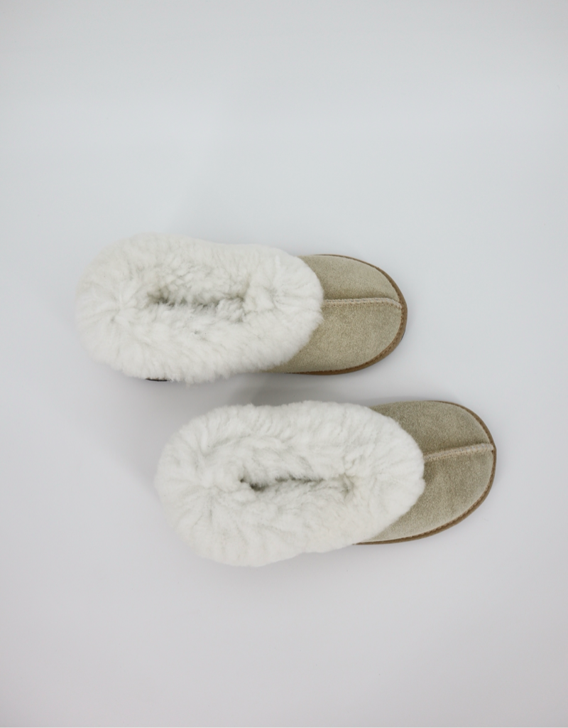 Cosy Sheepskin Wool Slipper in Sand with White Collar