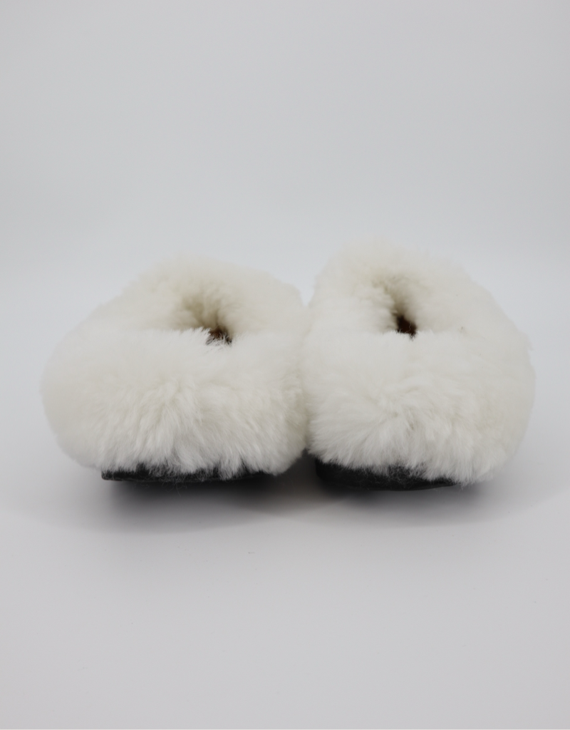 Sleek Sheepskin Wool Slipper in Sand with White Collar