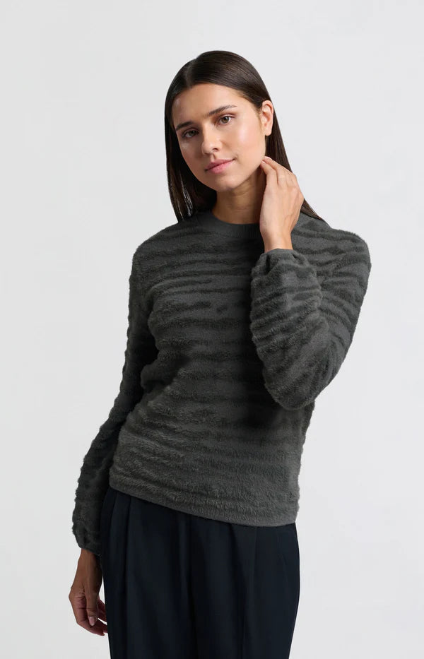Fur Jacquard Sweater in Dark Metal Grey
