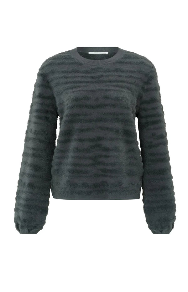Fur Jacquard Sweater in Dark Metal Grey