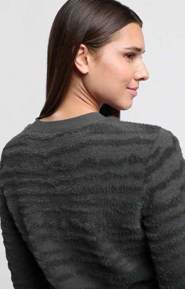 Fur Jacquard Sweater in Dark Metal Grey