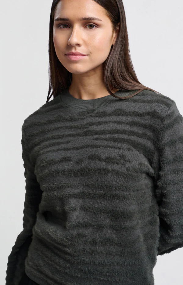Fur Jacquard Sweater in Dark Metal Grey