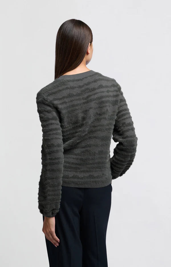 Fur Jacquard Sweater in Dark Metal Grey