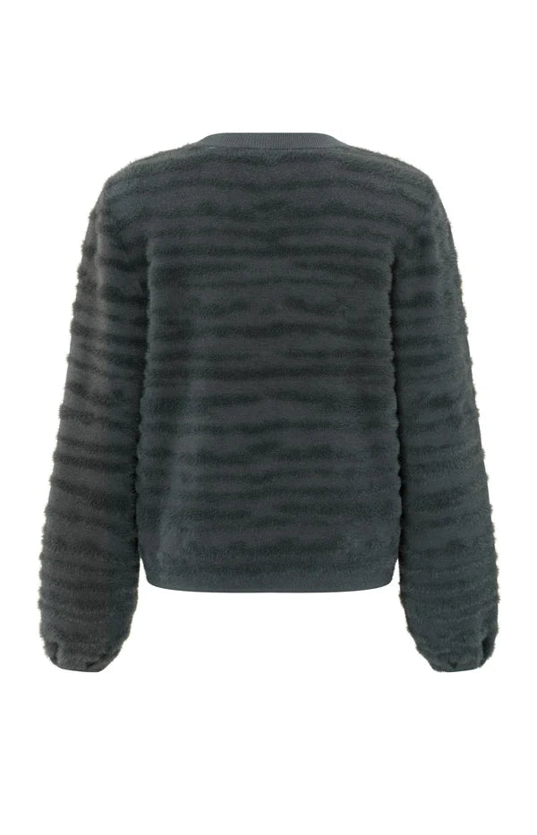 Fur Jacquard Sweater in Dark Metal Grey