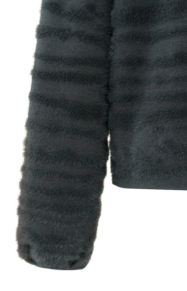 Fur Jacquard Sweater in Dark Metal Grey