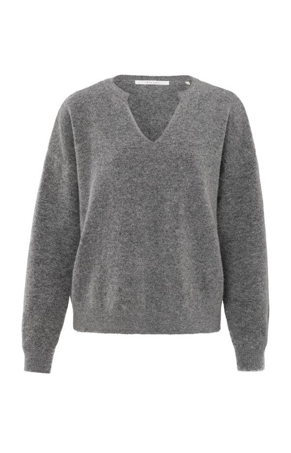 Round V-Neck Sweater in Formal Grey
