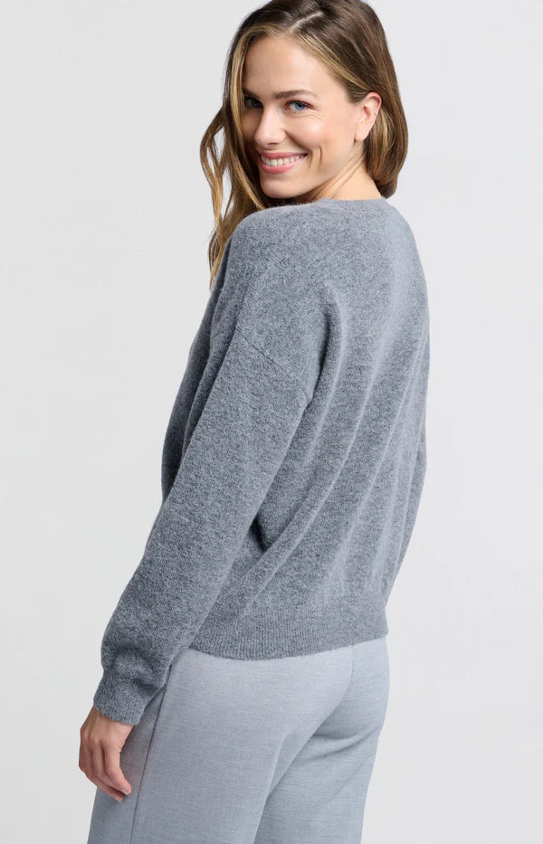 Round V-Neck Sweater in Formal Grey