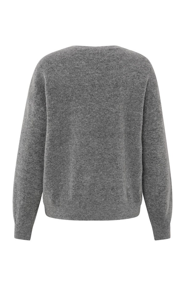 Round V-Neck Sweater in Formal Grey