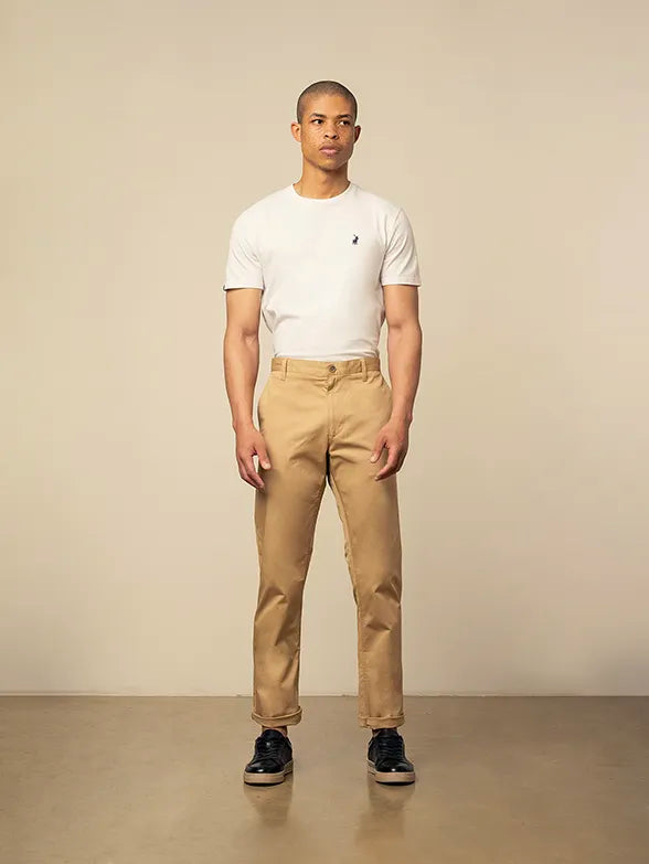 Milan Straight Leg Chino in Khaki