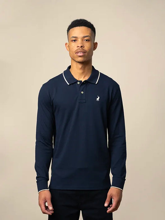 Essential Pique LS Golfer in Navy