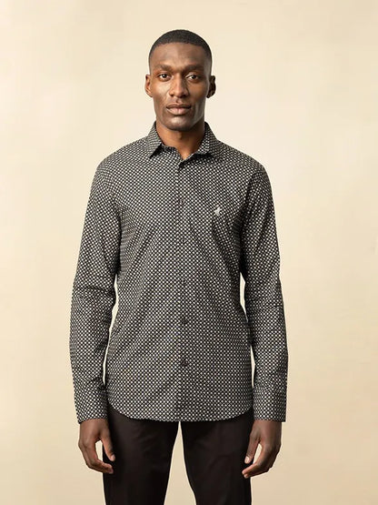 Printed Long Sleeve Shirt in Black Floral