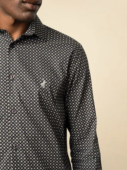 Printed Long Sleeve Shirt in Black Floral