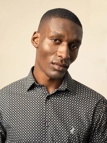 Printed Long Sleeve Shirt in Black Floral
