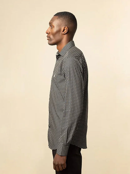 Printed Long Sleeve Shirt in Black Floral