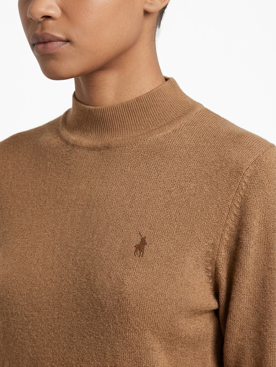 Amelia Mock Neck Knit in Stone