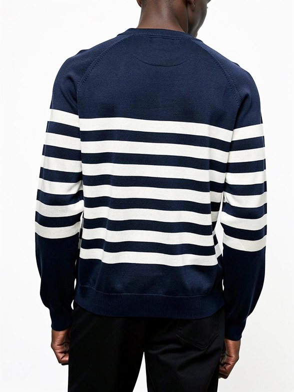 Stripe Long Sleeve Knit in Navy / White
