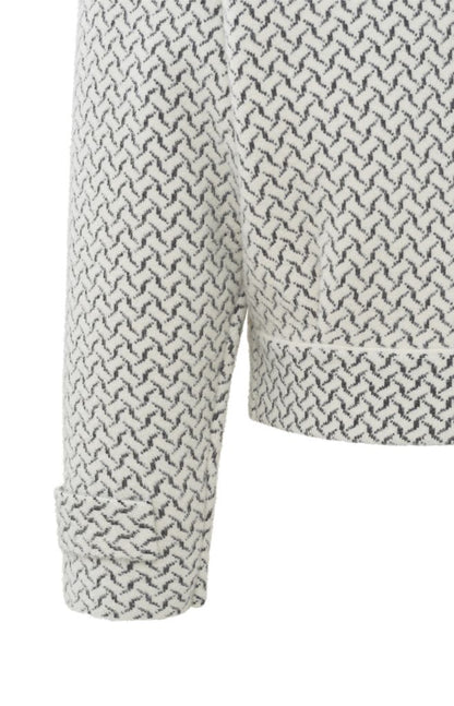 Knitted Print Jacket with Pockets in Chalk White Dessin