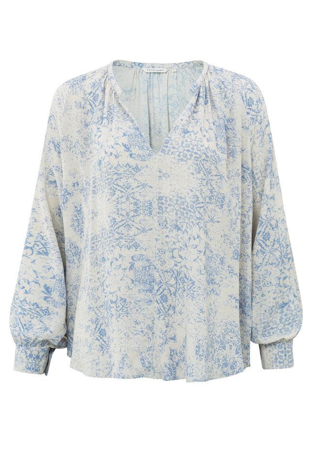 V-Neck Blouse in Wind Chime Beige