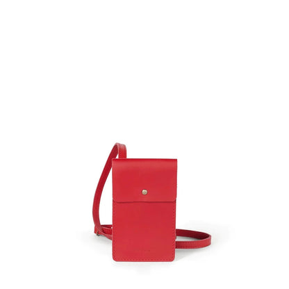 Benji Minimalist Red Leather Phone Bag