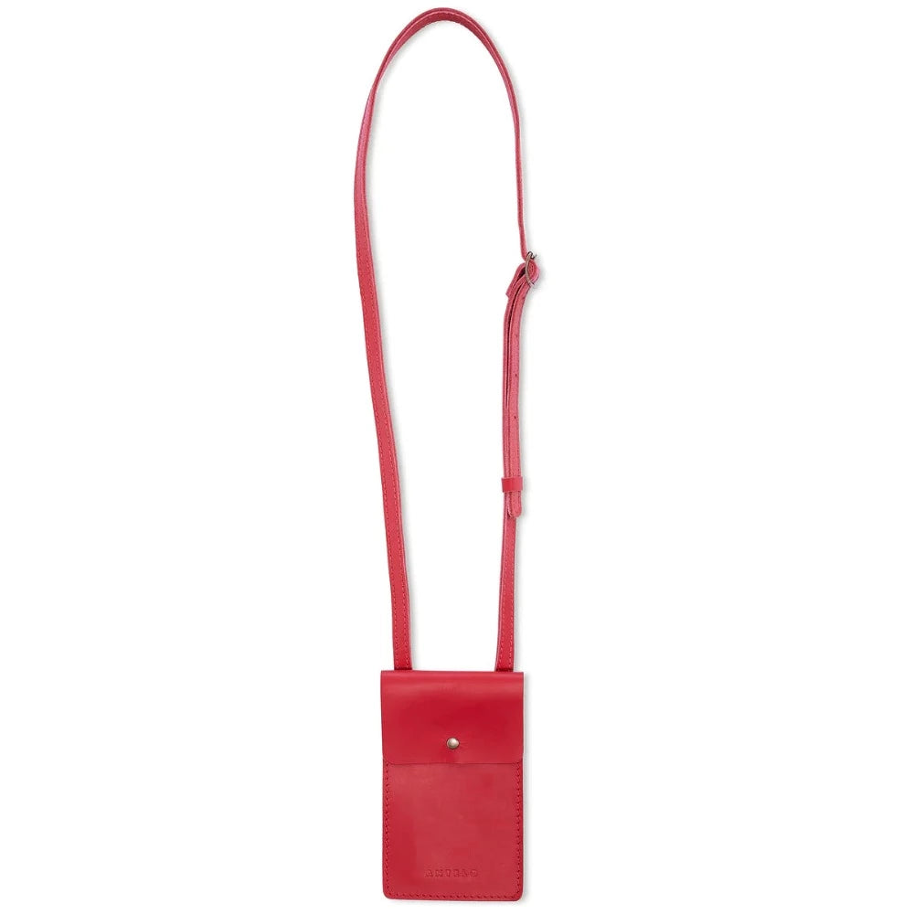 Benji Minimalist Red Leather Phone Bag