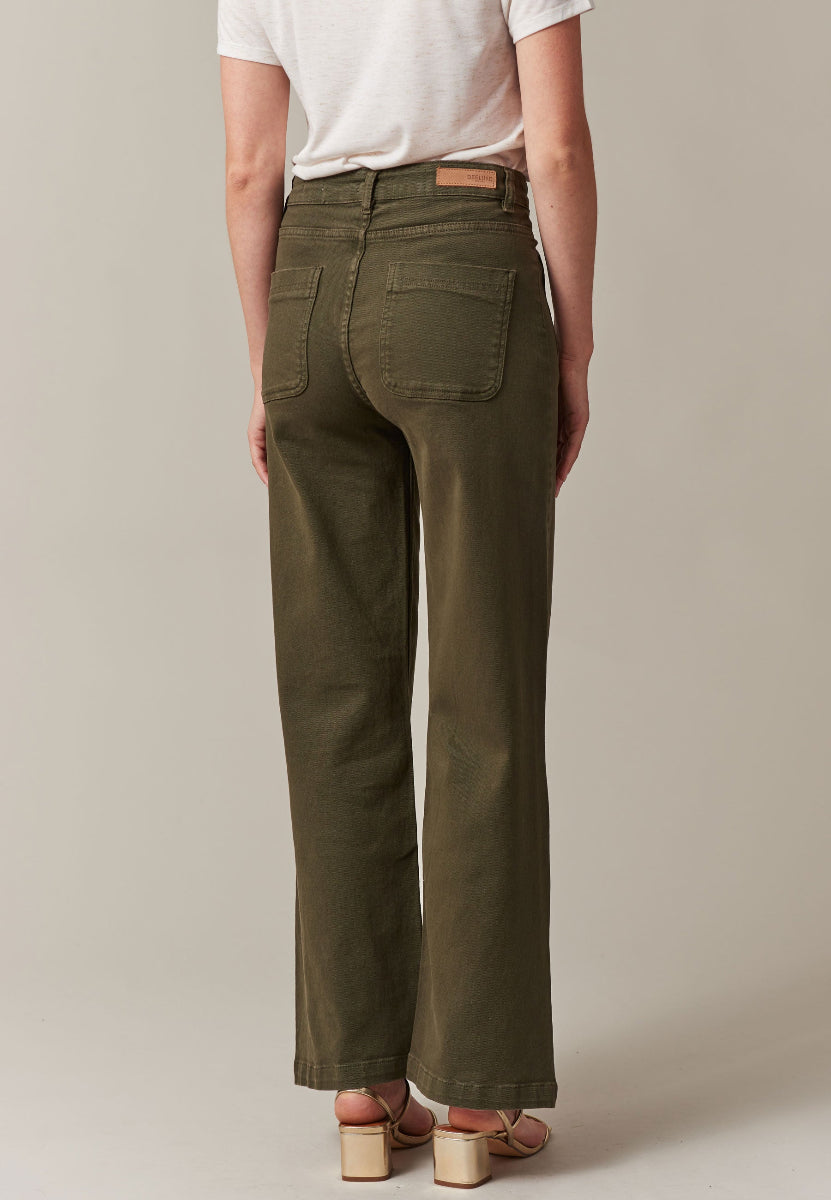 Lizette Wide Leg Jeans in Khaki