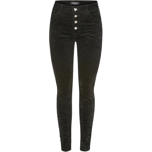 Lina Velvet Stretch Jeans in Black