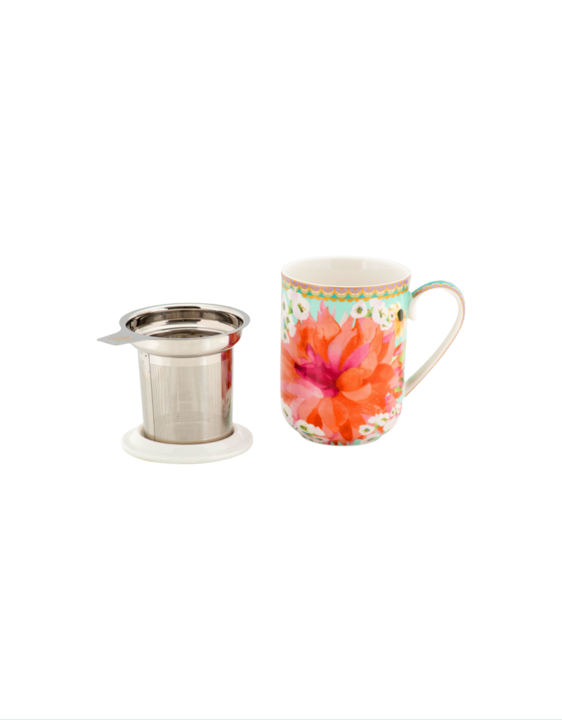 Dahlia Daze Mug with Infuser in Sky