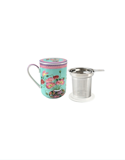 Gabby Malpas Jardin Mug with Infuser in Poppy